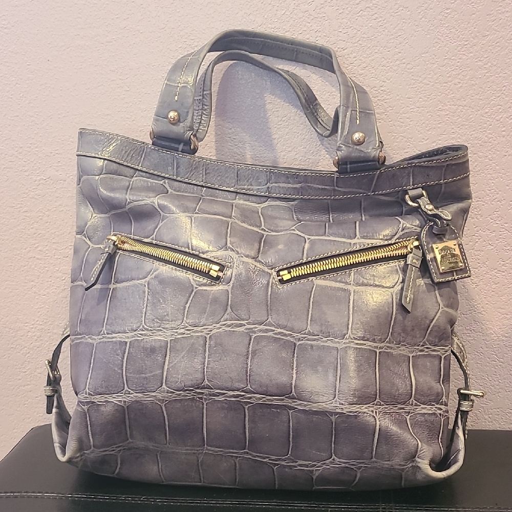 Gray Crocodile-Embossed Tote Bag By Dooney & BOURKE